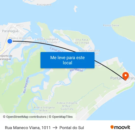 Rua Maneco Viana, 1011 to Pontal do Sul map