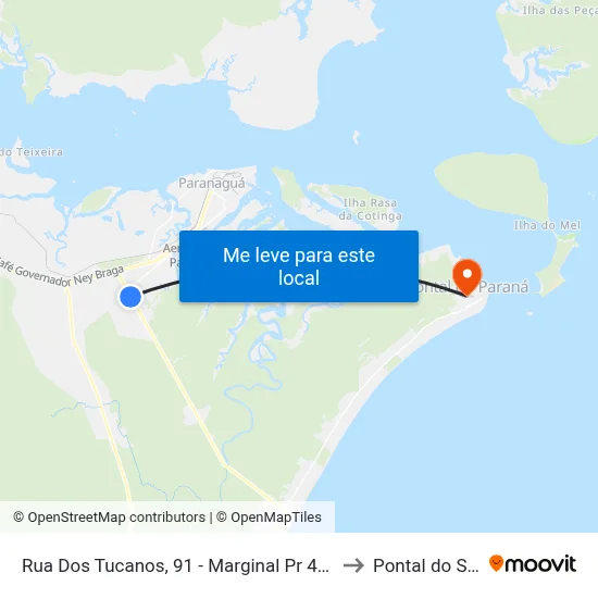 Rua Dos Tucanos, 91 - Marginal Pr 407 to Pontal do Sul map