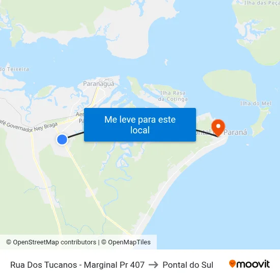 Rua Dos Tucanos -  Marginal Pr 407 to Pontal do Sul map