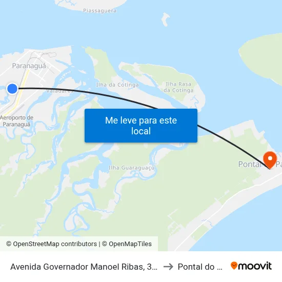 Avenida Governador Manoel Ribas, 3068 to Pontal do Sul map