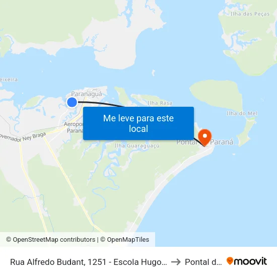 Rua Alfredo Budant, 1251 - Escola Hugo Pereira Correia to Pontal do Sul map