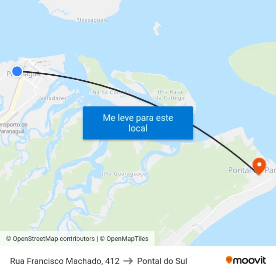 Rua Francisco Machado, 412 to Pontal do Sul map