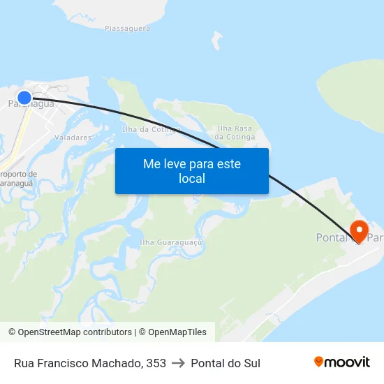 Rua Francisco Machado, 353 to Pontal do Sul map