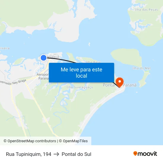Rua Tupiniquim, 194 to Pontal do Sul map