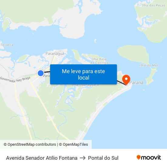 Avenida Senador Atílio Fontana to Pontal do Sul map