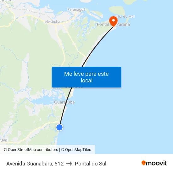 Avenida Guanabara, 612 to Pontal do Sul map