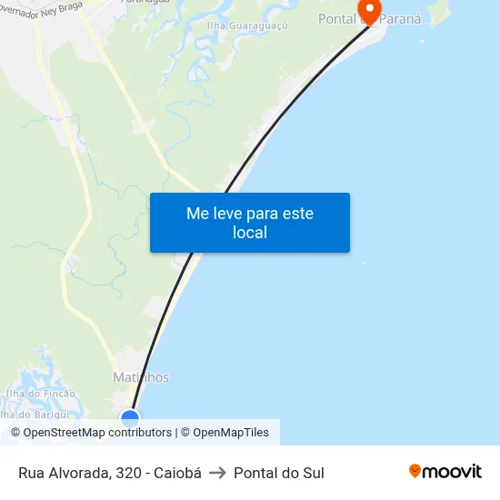 Rua Alvorada, 320 - Caiobá to Pontal do Sul map