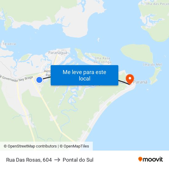 Rua Das Rosas, 604 to Pontal do Sul map