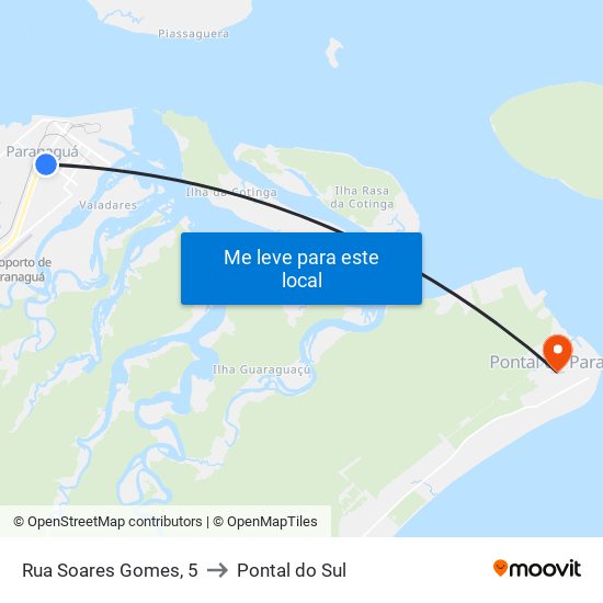 Rua Soares Gomes, 5 to Pontal do Sul map