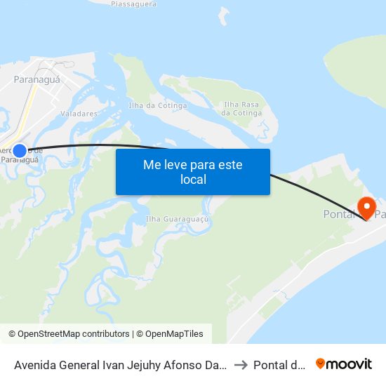Avenida General Ivan Jejuhy Afonso Da Costa, 642 to Pontal do Sul map