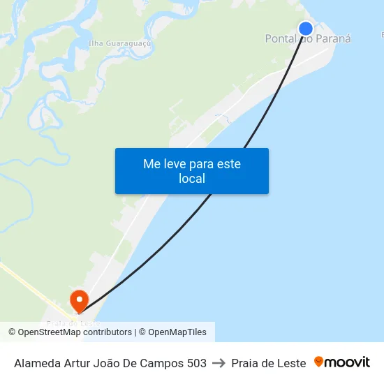 Alameda Artur João De Campos 503 to Praia de Leste map