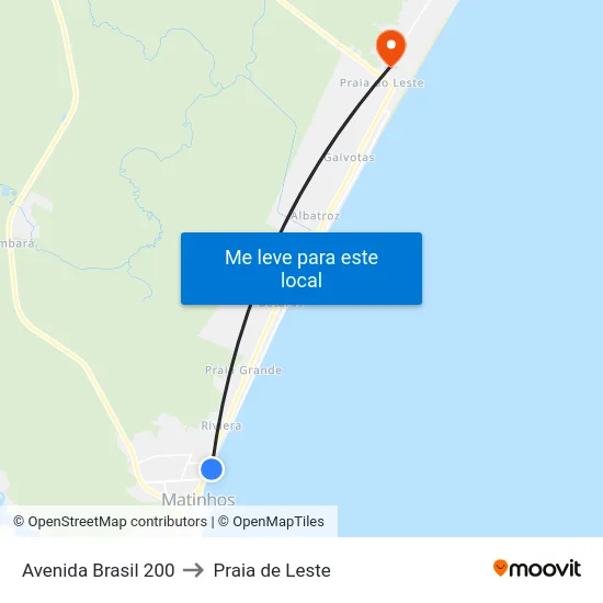 Avenida Brasil 200 to Praia de Leste map