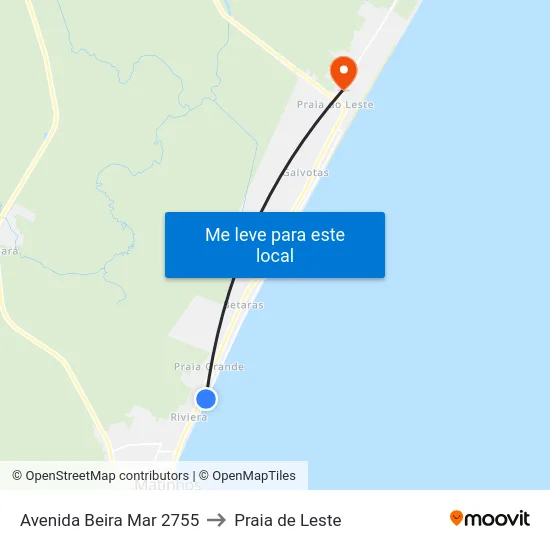 Avenida Beira Mar 2755 to Praia de Leste map