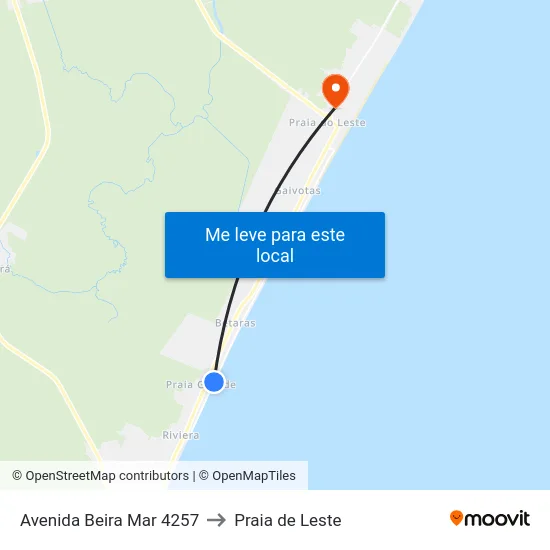 Avenida Beira Mar 4257 to Praia de Leste map