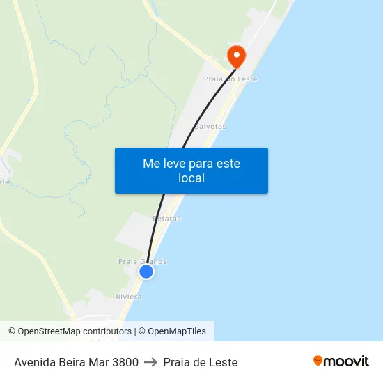 Avenida Beira Mar 3800 to Praia de Leste map