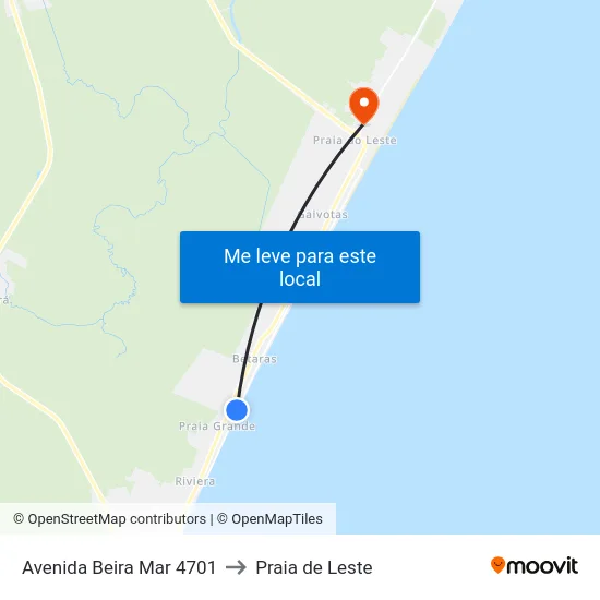 Avenida Beira Mar 4701 to Praia de Leste map