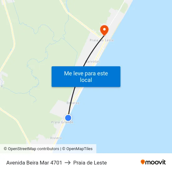 Avenida Beira Mar 4701 to Praia de Leste map