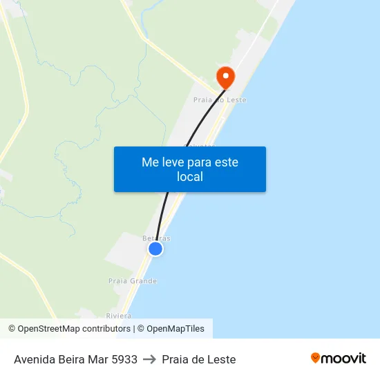 Avenida Beira Mar 5933 to Praia de Leste map