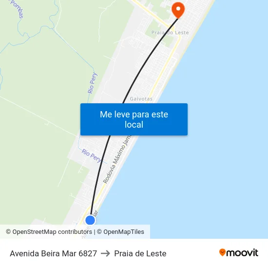 Avenida Beira Mar 6827 to Praia de Leste map