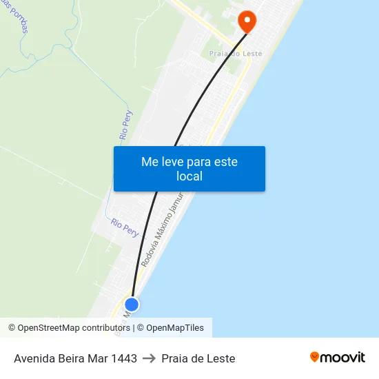 Avenida Beira Mar 1443 to Praia de Leste map