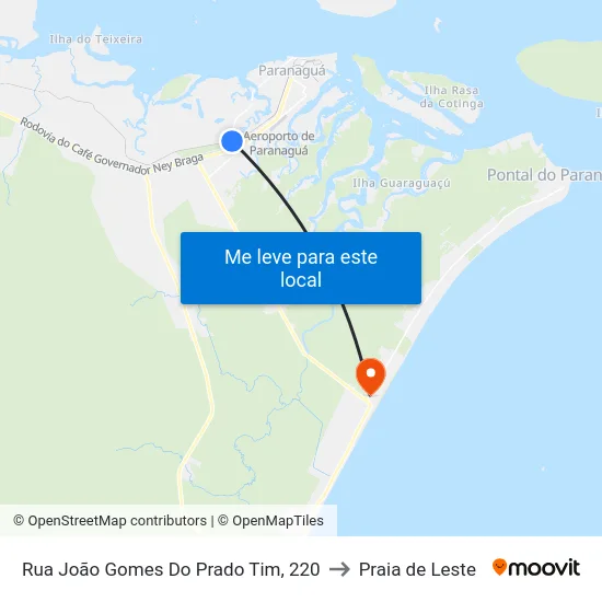 Rua João Gomes Do Prado Tim, 220 to Praia de Leste map