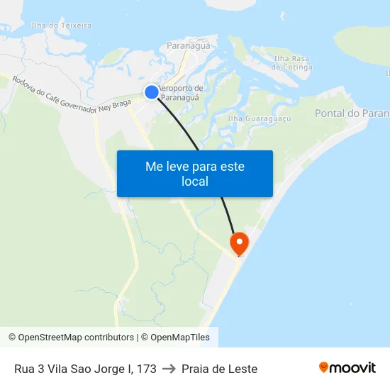 Rua 3 Vila Sao Jorge I, 173 to Praia de Leste map