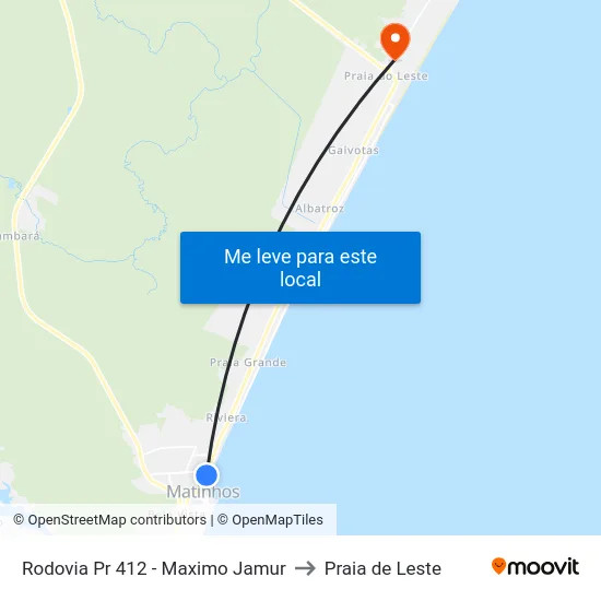 Rodovia Pr 412 - Maximo Jamur to Praia de Leste map