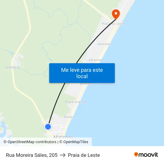 Rua Moreira Sáles, 205 to Praia de Leste map