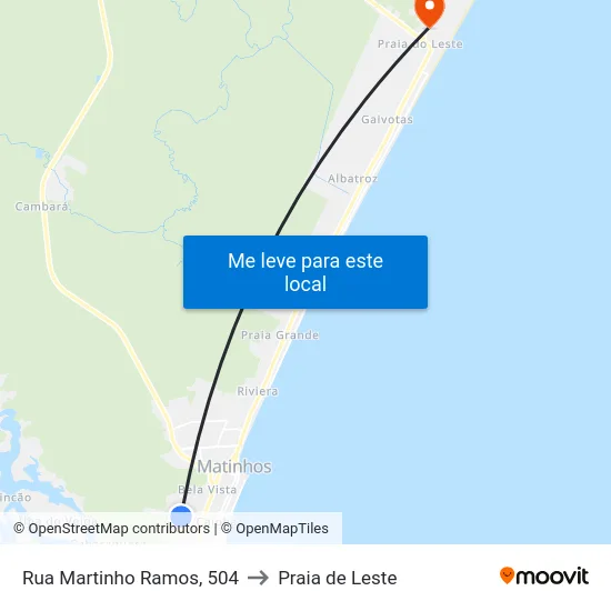 Rua Martinho Ramos, 504 to Praia de Leste map