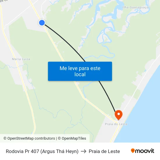 Rodovia Pr 407 (Argus Thá Heyn) to Praia de Leste map