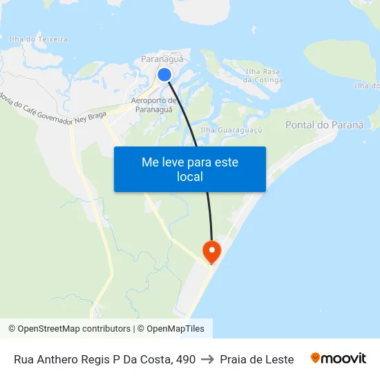 Rua Anthero Regis P Da Costa, 490 to Praia de Leste map