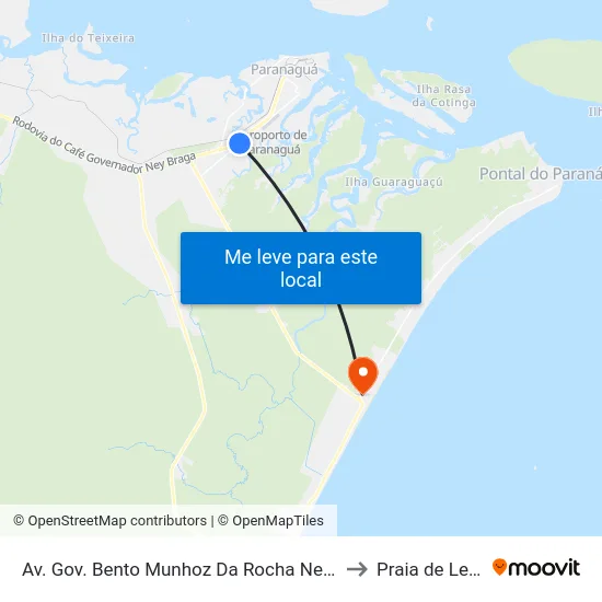 Av. Gov. Bento Munhoz Da Rocha Neto, 10 to Praia de Leste map