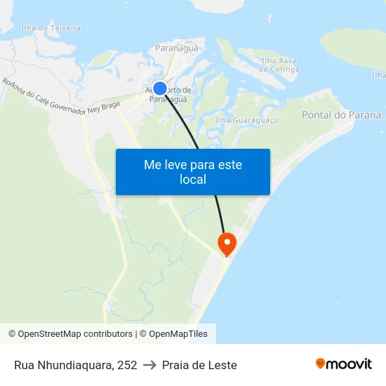Rua Nhundiaquara, 252 to Praia de Leste map