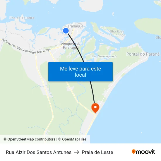Rua Alzir Dos Santos Antunes to Praia de Leste map