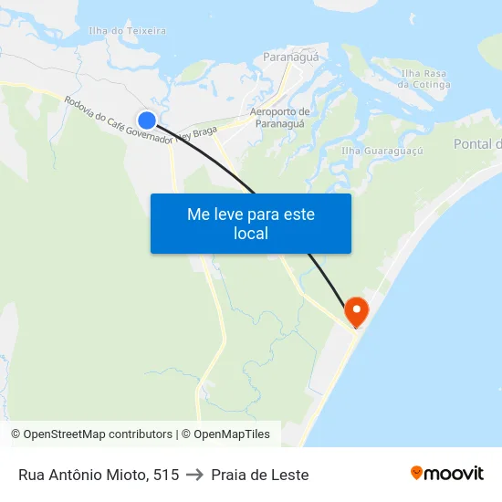 Rua Antônio Mioto, 515 to Praia de Leste map
