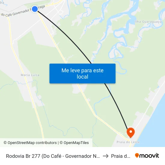Rodovia Br 277 (Do Café - Governador Ney Braga) Trevo Pr 508 to Praia de Leste map
