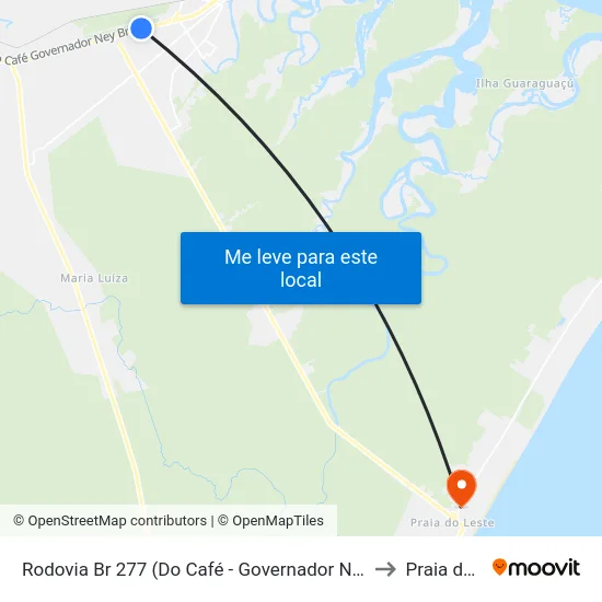 Rodovia Br 277 (Do Café - Governador Ney Braga) Martini Meat to Praia de Leste map