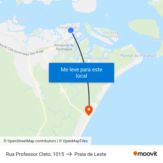 Rua Professor Cleto, 1015 to Praia de Leste map
