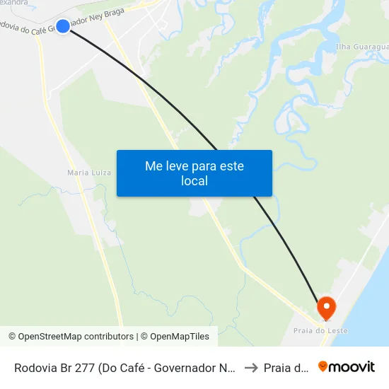 Rodovia Br 277 (Do Café - Governador Ney Braga) Alto Da Pixirica to Praia de Leste map