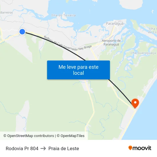 Rodovia Pr 804 to Praia de Leste map