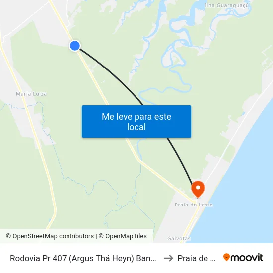 Rodovia Pr 407 (Argus Thá Heyn) Banca Da Helena to Praia de Leste map
