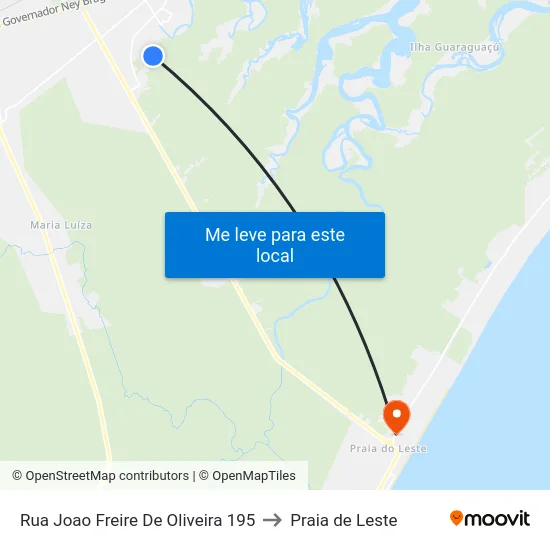 Rua Joao Freire De Oliveira 195 to Praia de Leste map