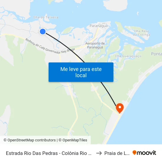 Estrada Rio Das Pedras - Colônia Rio Das Pedras to Praia de Leste map