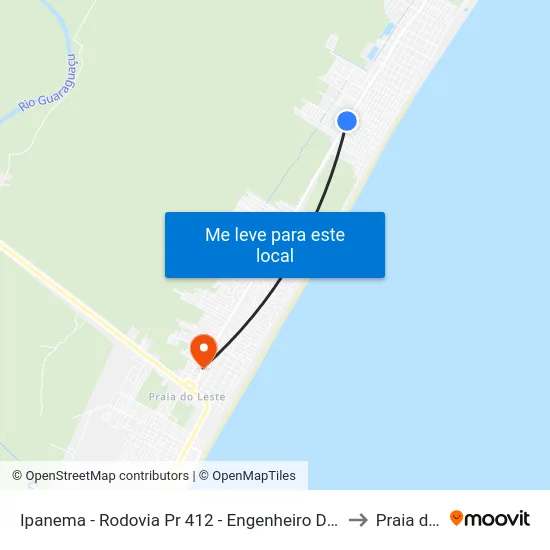Ipanema - Rodovia Pr 412 - Engenheiro Darci Gomes De Morais, 5383 to Praia de Leste map