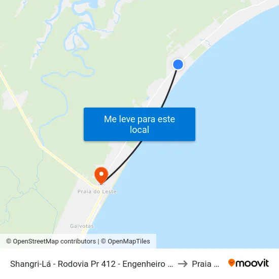 Shangri-Lá - Rodovia Pr 412 - Engenheiro Darci Gomes De Morais, 10001 to Praia de Leste map
