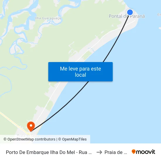 Porto De Embarque Ilha Do Mel - Rua Embaúba, 17 to Praia de Leste map