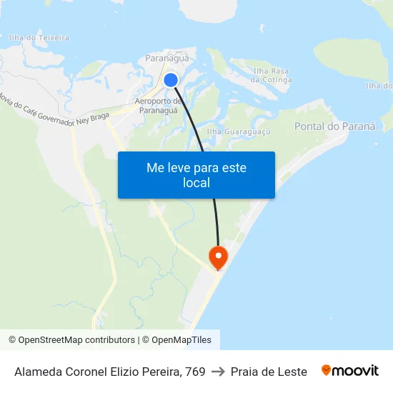 Alameda Coronel Elizio Pereira, 769 to Praia de Leste map