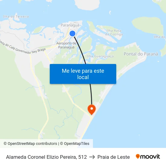 Alameda Coronel Elizio Pereira, 512 to Praia de Leste map