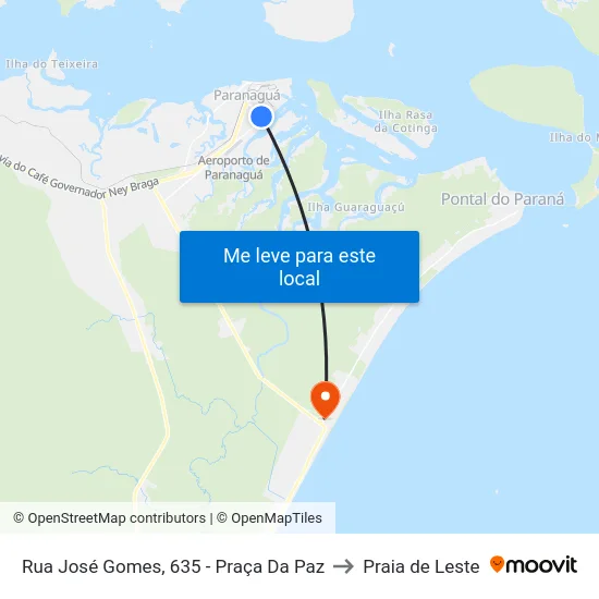 Rua José Gomes, 635 - Praça Da Paz to Praia de Leste map