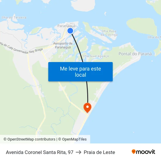 Avenida Coronel Santa Rita, 97 to Praia de Leste map